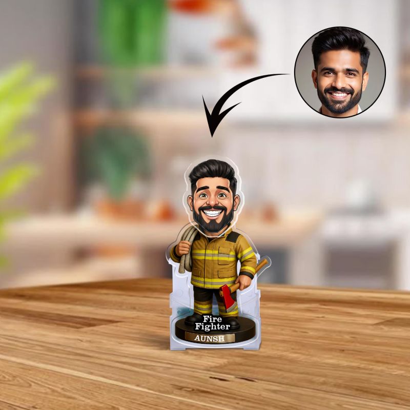 Personalized Firefighter Heo Bobblehead Caricature with Battery Powered Moving Head Creative Desk & Office Table Decor Unique Gift for Firemen